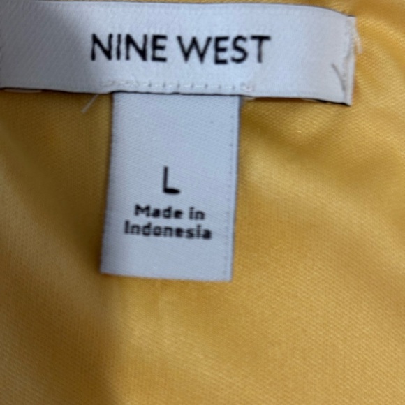 Nine West Side Tie Faux Wrap Sundress Yellow Women’s Large Adjustable Straps - Picture 11 of 11